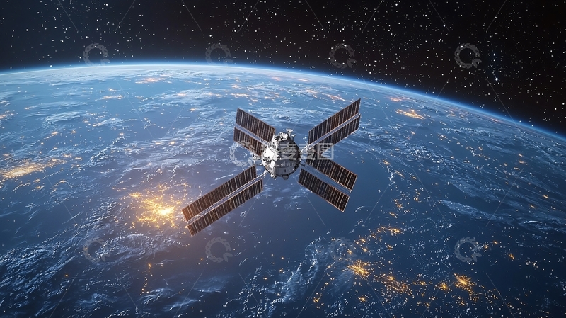 高清大图下载【趣麦麦图】宇宙飞船环绕地球