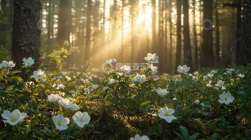 高清大图下载【趣麦麦图】森林清晨阳光13