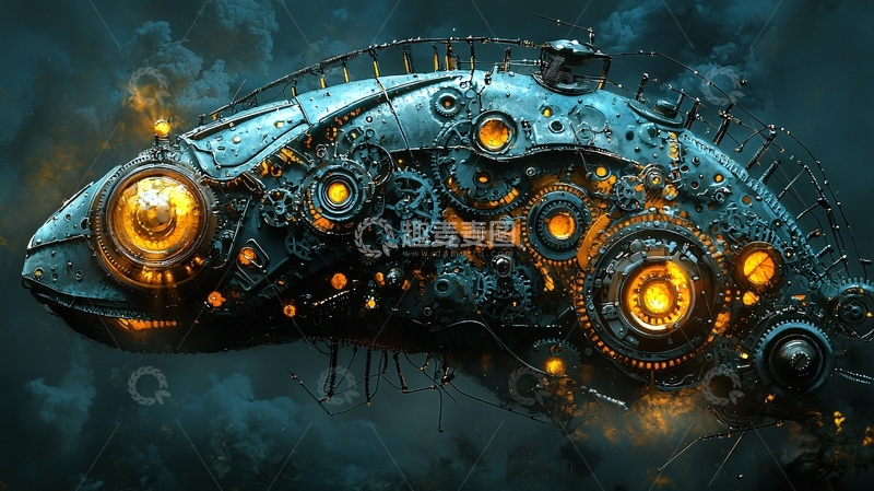 高清大图下载【趣麦麦图】蒸汽朋克机械鱼