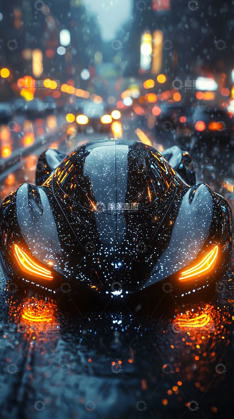 高清大图下载【趣麦麦图】雨夜都市跑车