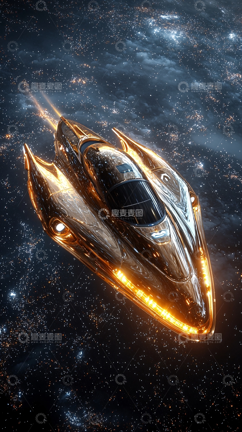 高清大图下载【趣麦麦图】金色宇宙飞船