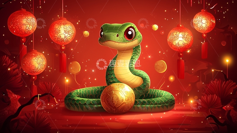 高清大图下载【趣麦麦图】萌系小蛇新年图