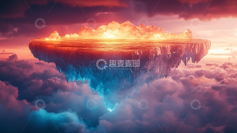 高清大图下载【趣麦麦图】云端岛屿