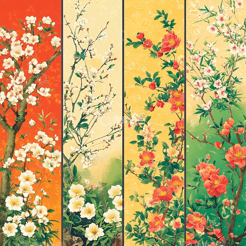 高清大图下载【趣麦麦图】四季花卉图