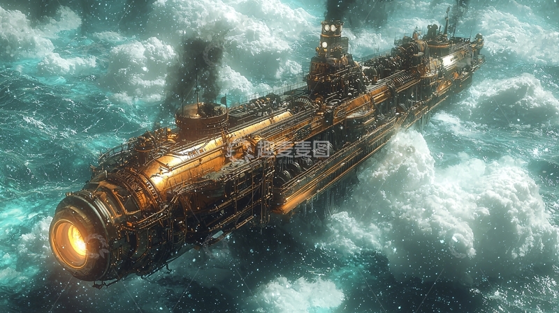 高清大图下载【趣麦麦图】蒸汽朋克风格潜水艇