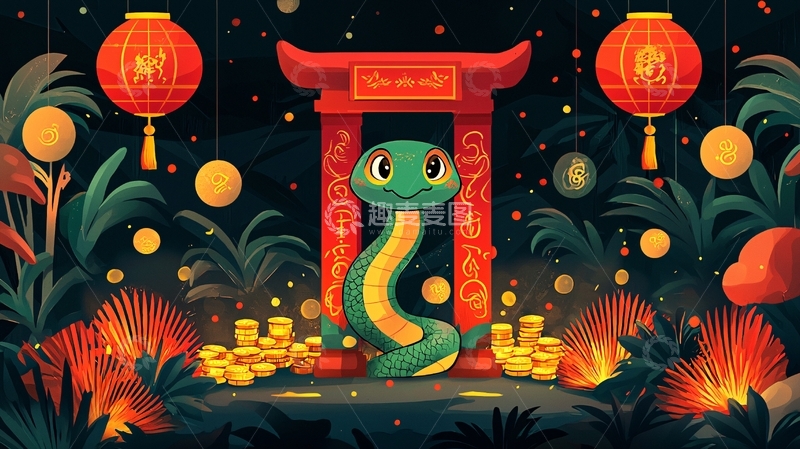 高清大图下载【趣麦麦图】卡通蛇年