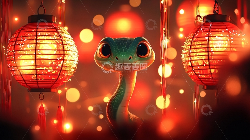 高清大图下载【趣麦麦图】可爱小蛇新年祝福