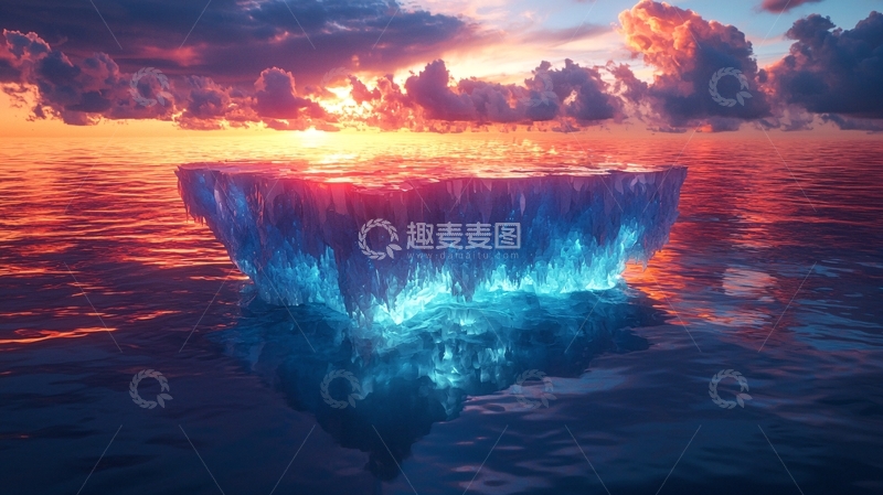高清大图下载【趣麦麦图】冰山日落