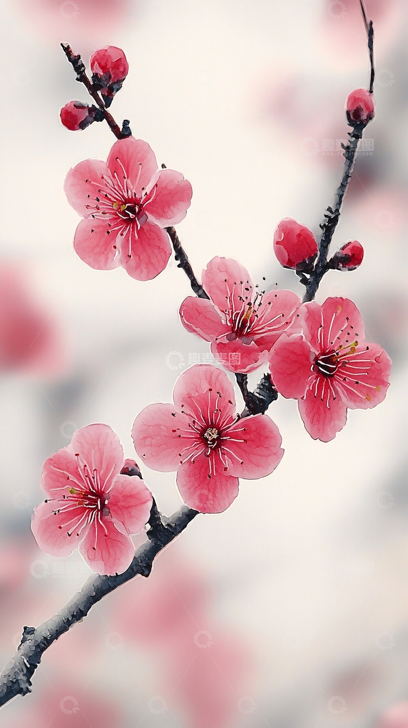 高清大图下载【趣麦麦图】粉嫩桃花枝头盛开