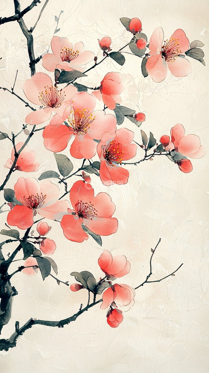 高清大图下载【趣麦麦图】水墨桃花
