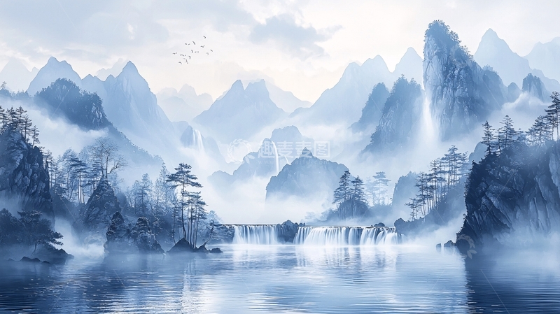 高清大图下载【趣麦麦图】水墨画山水