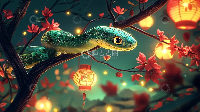 高清大图下载【趣麦麦图】绿蛇