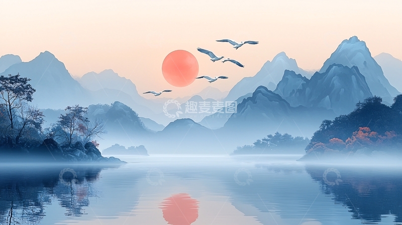 高清大图下载【趣麦麦图】水墨山水画865