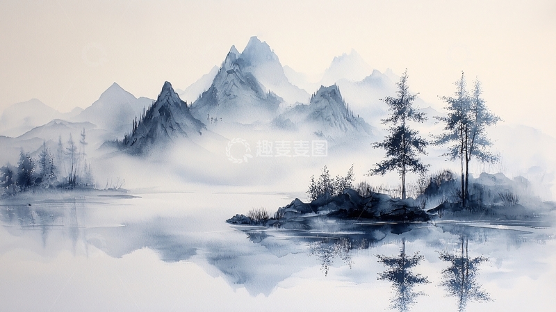 高清大图下载【趣麦麦图】水墨山水画872