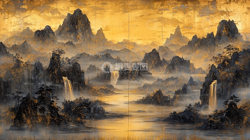 高清大图下载【趣麦麦图】水墨山水画875