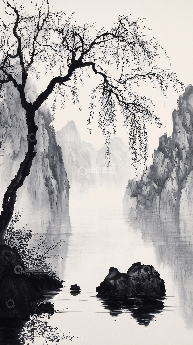 高清大图下载【趣麦麦图】水墨画山水