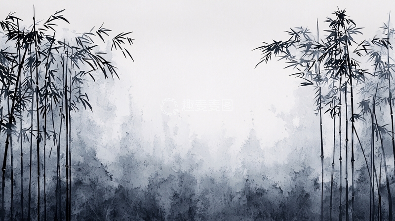 高清大图下载【趣麦麦图】水墨竹林