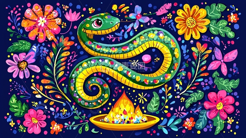 高清大图下载【趣麦麦图】彩色蛇形图案