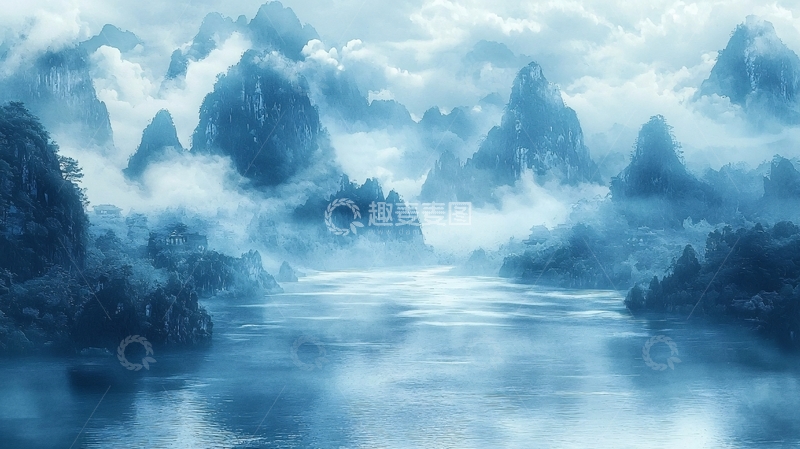 高清大图下载【趣麦麦图】水墨山水画880