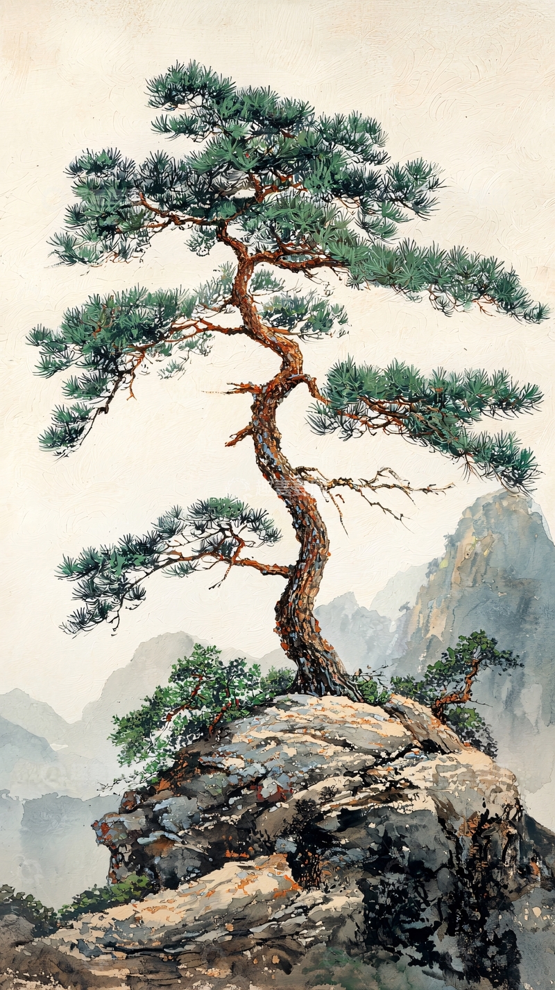 高清大图下载【趣麦麦图】水墨画松树