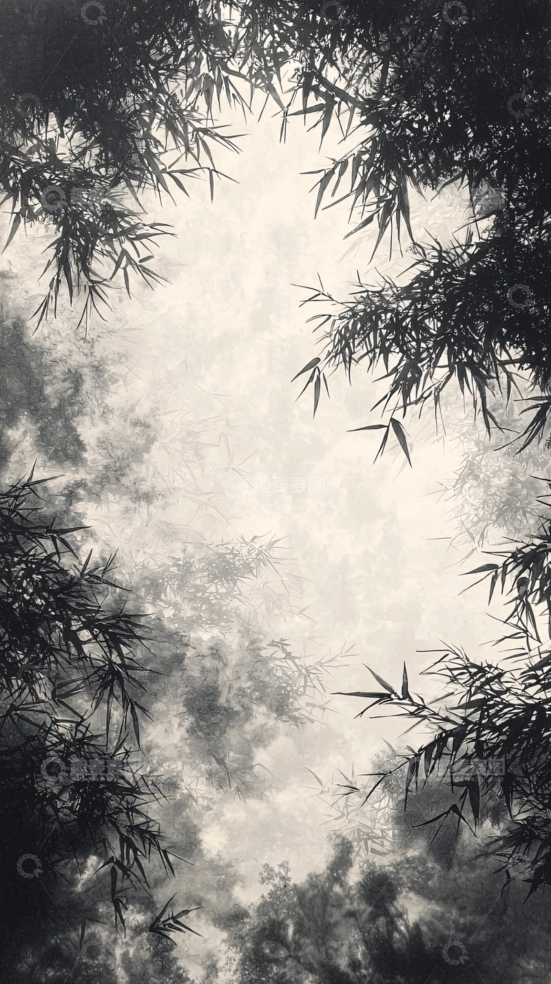 高清大图下载【趣麦麦图】水墨竹林