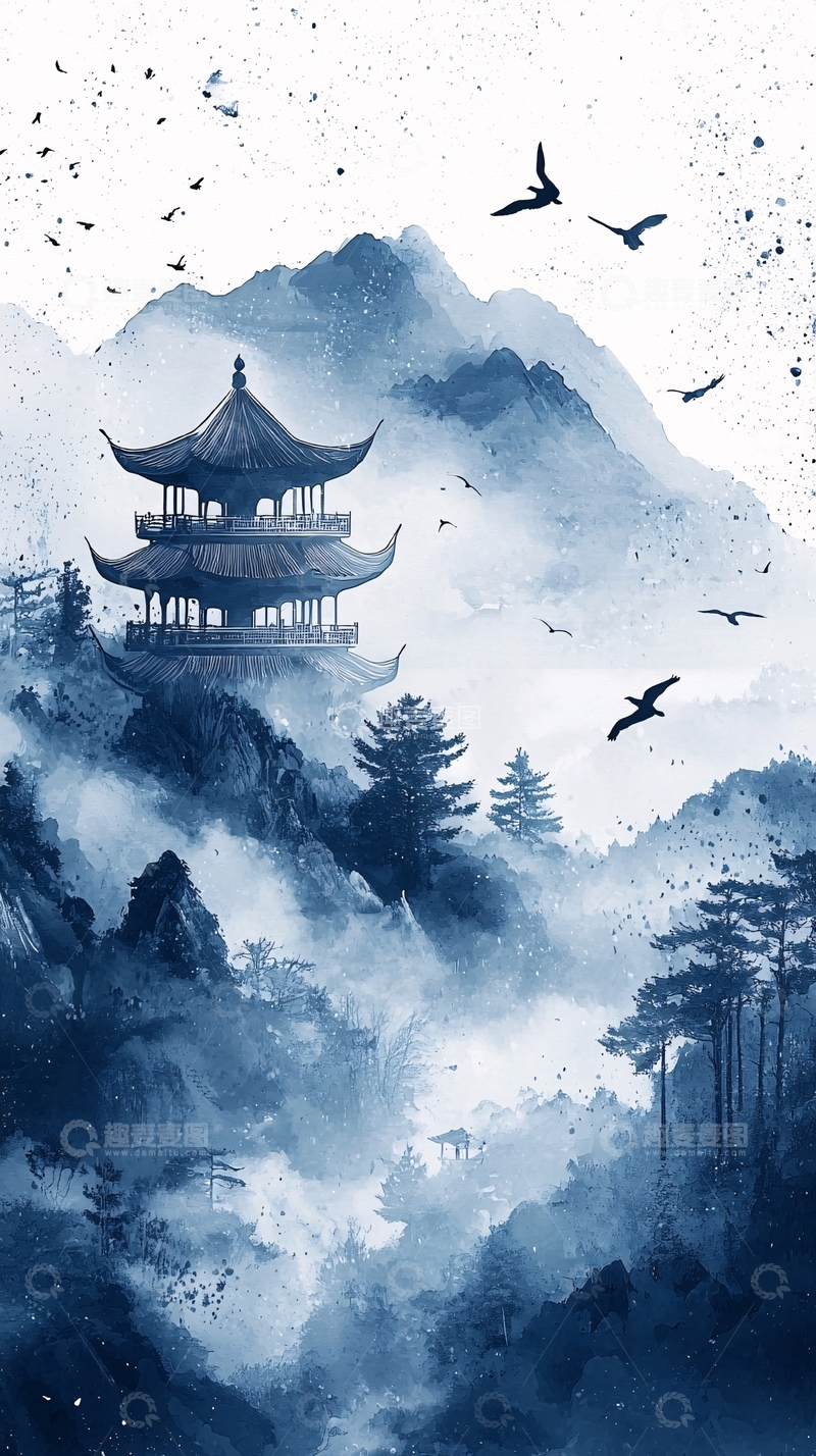 高清大图下载【趣麦麦图】水墨山水画881