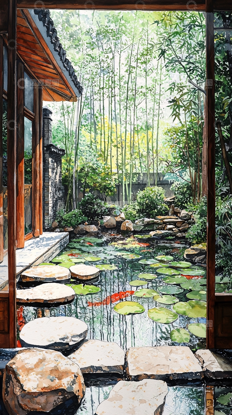 高清大图下载【趣麦麦图】中式庭院