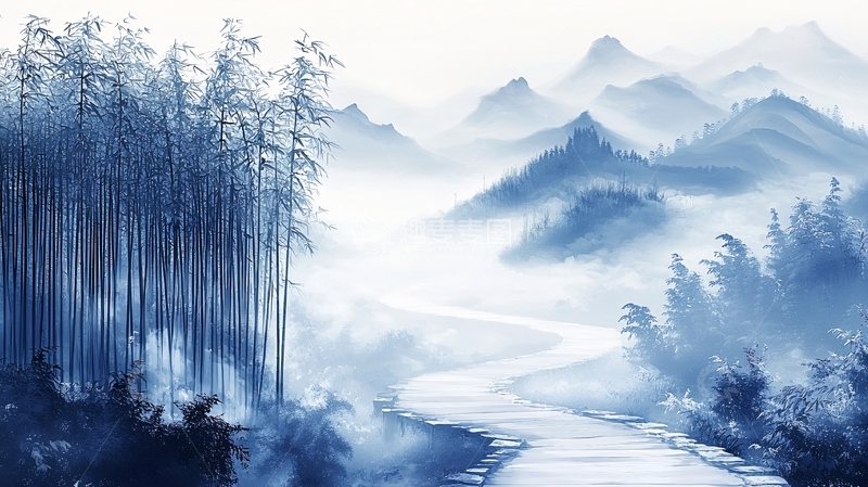 高清大图下载【趣麦麦图】水墨山水画891