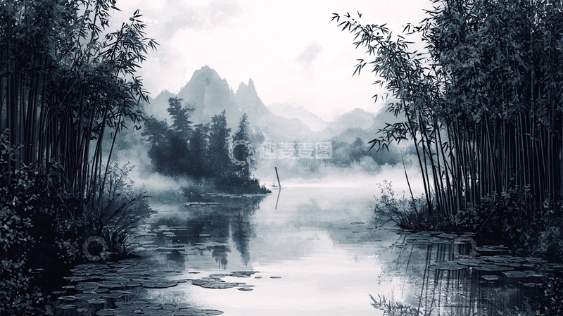 高清大图下载【趣麦麦图】水墨画山水
