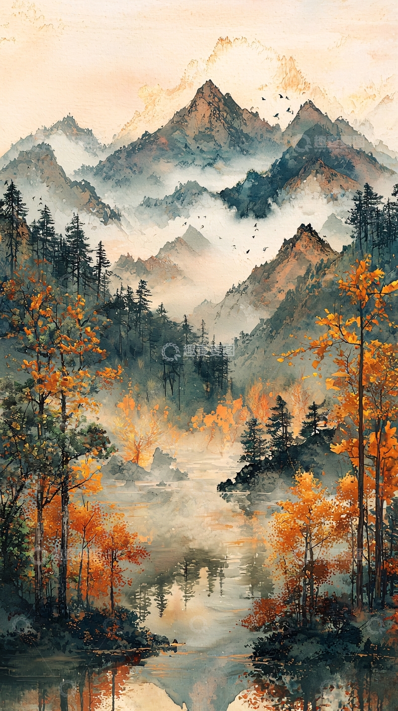 高清大图下载【趣麦麦图】水墨山水画889