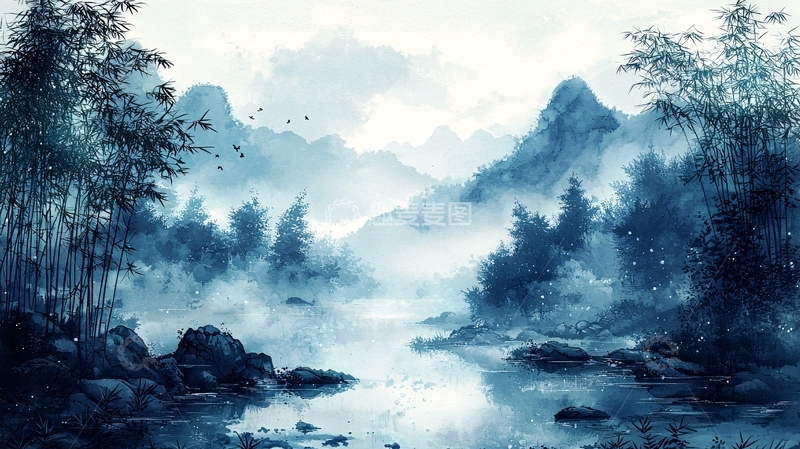 高清大图下载【趣麦麦图】水墨山水画890