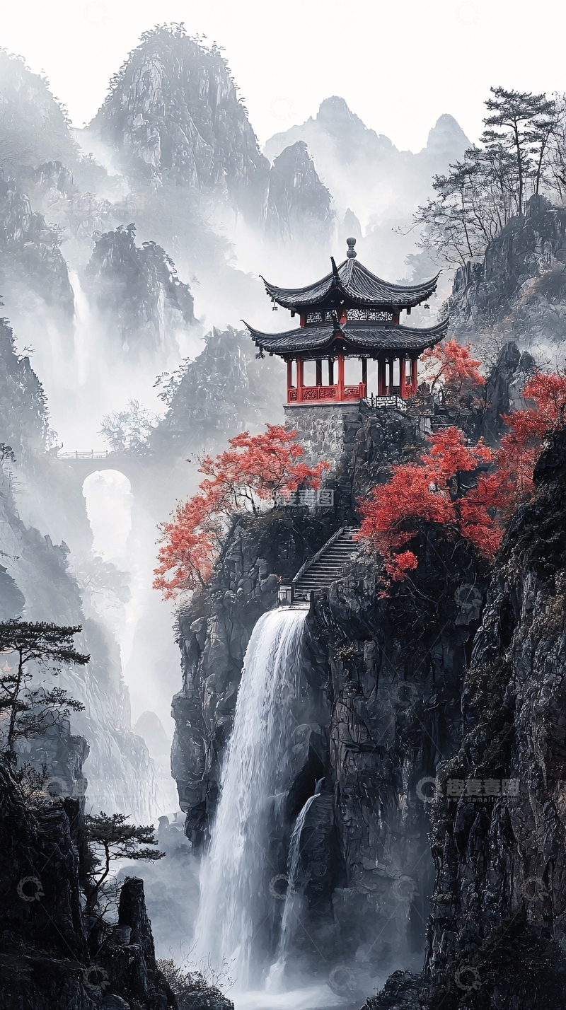 高清大图下载【趣麦麦图】水墨山水画895