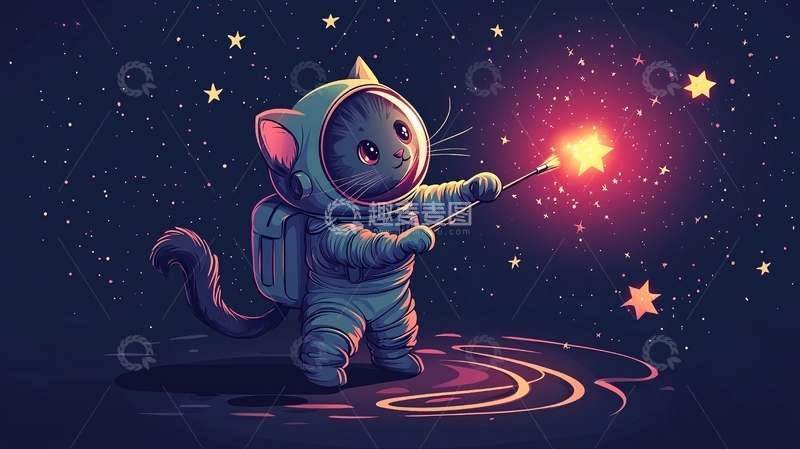 高清大图下载【趣麦麦图】太空猫咪