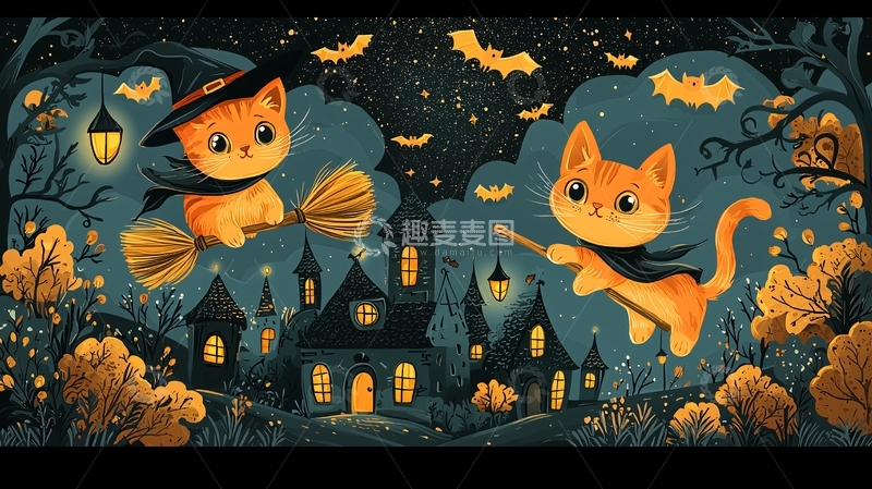 高清大图下载【趣麦麦图】万圣节小猫