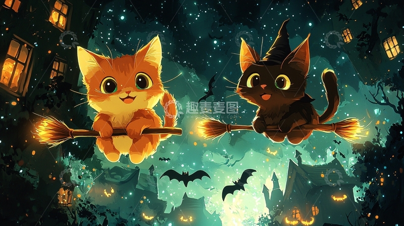 高清大图下载【趣麦麦图】万圣节可爱猫咪