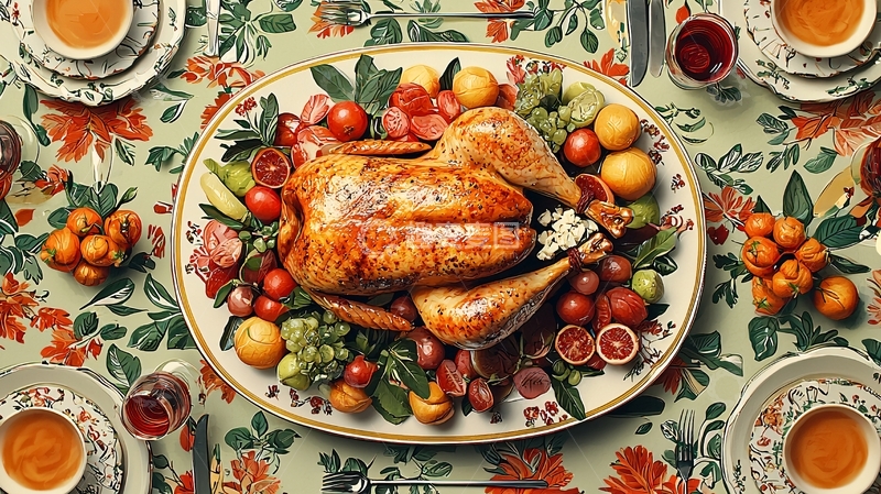 高清大图下载【趣麦麦图】烤火鸡盛宴