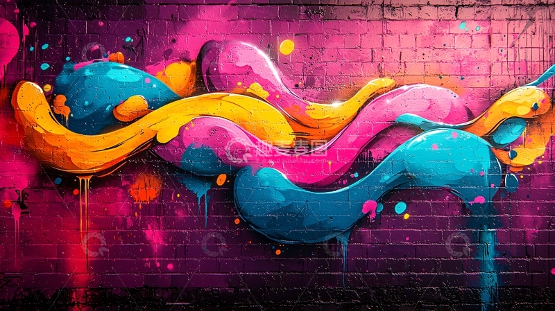 高清大图下载【趣麦麦图】彩色涂鸦墙面