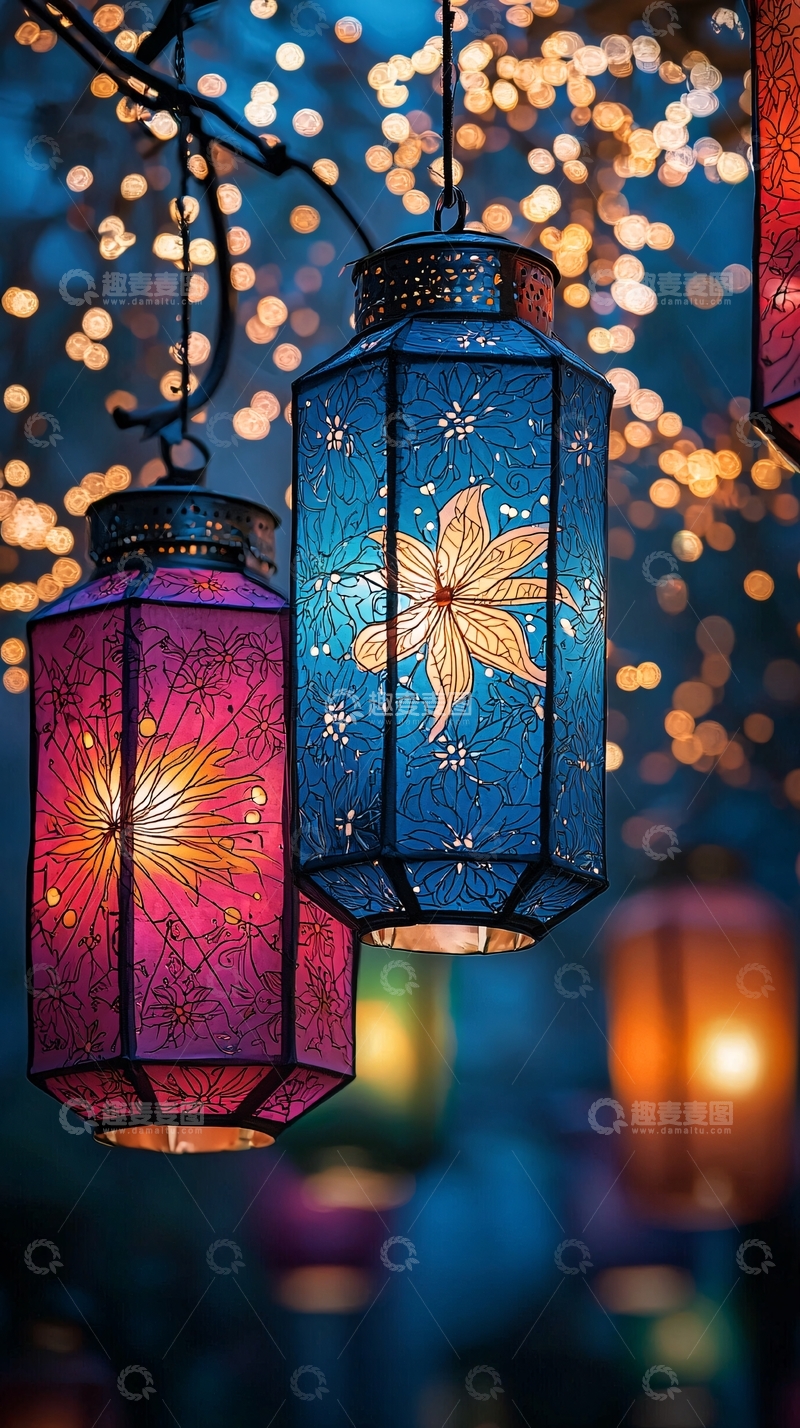 高清大图下载【趣麦麦图】彩绘玻璃吊灯