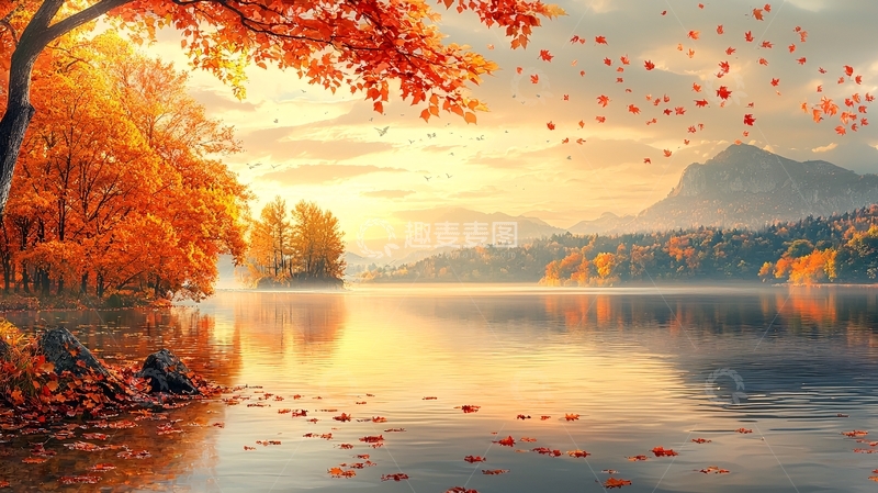 高清大图下载【趣麦麦图】秋日湖景