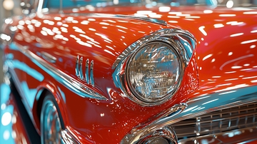 红色复古老爷车特写