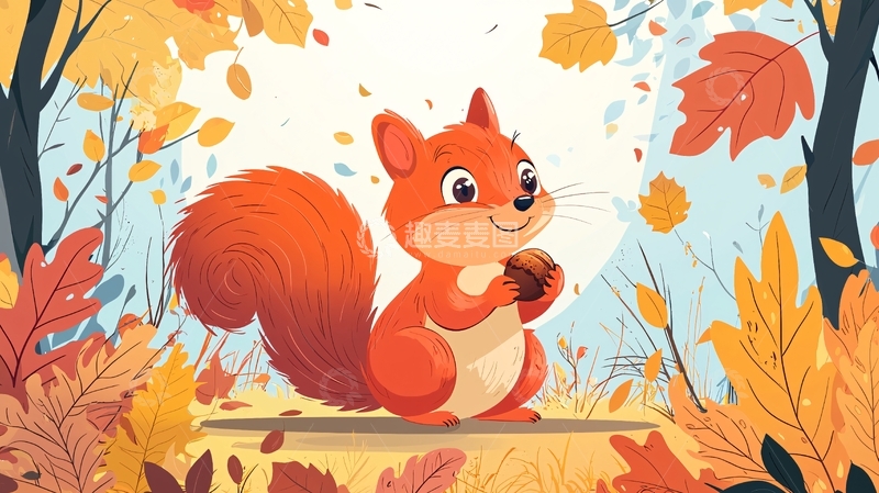 高清大图下载【趣麦麦图】秋天小松鼠