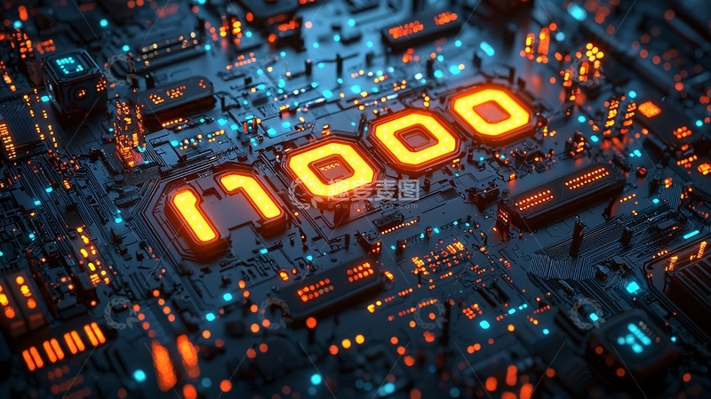 高清大图下载【趣麦麦图】电路板上的数字1000