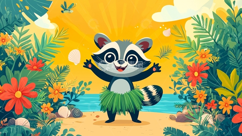 高清大图下载【趣麦麦图】卡通浣熊