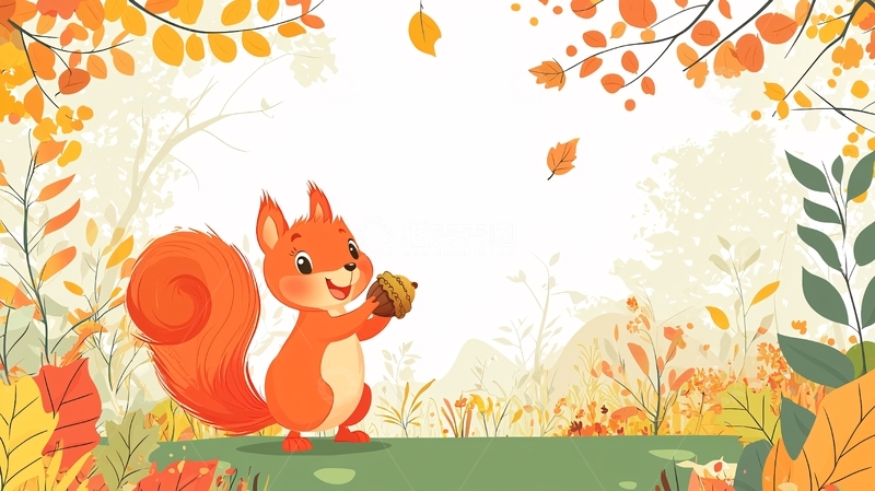 高清大图下载【趣麦麦图】秋天小松鼠