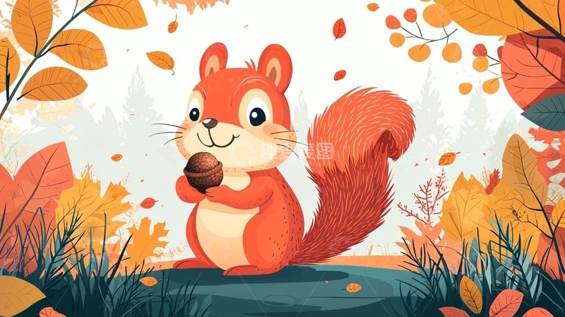 高清大图下载【趣麦麦图】秋天小松鼠