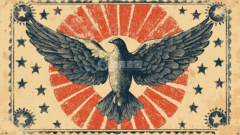 高清大图下载【趣麦麦图】复古风格和平鸽图