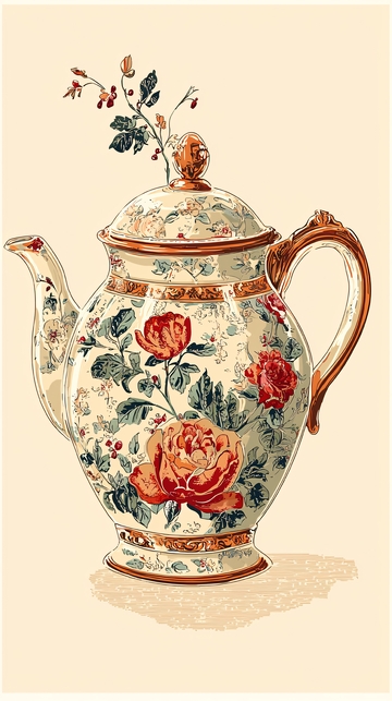 复古花卉茶壶