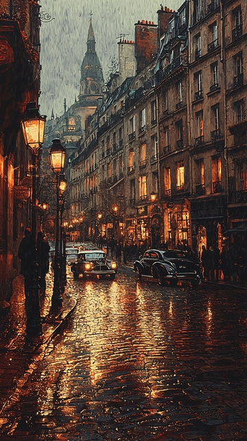 雨夜巴黎街景