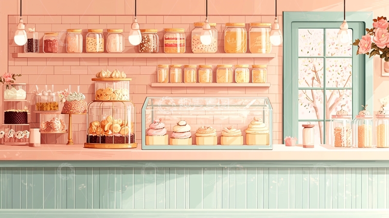 高清大图下载【趣麦麦图】温馨的粉色烘焙店