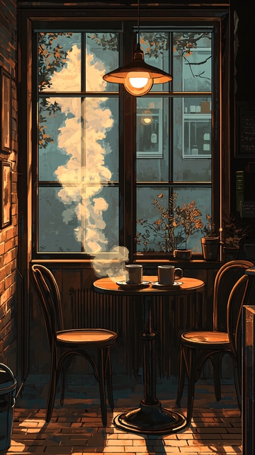 温暖咖啡馆窗边